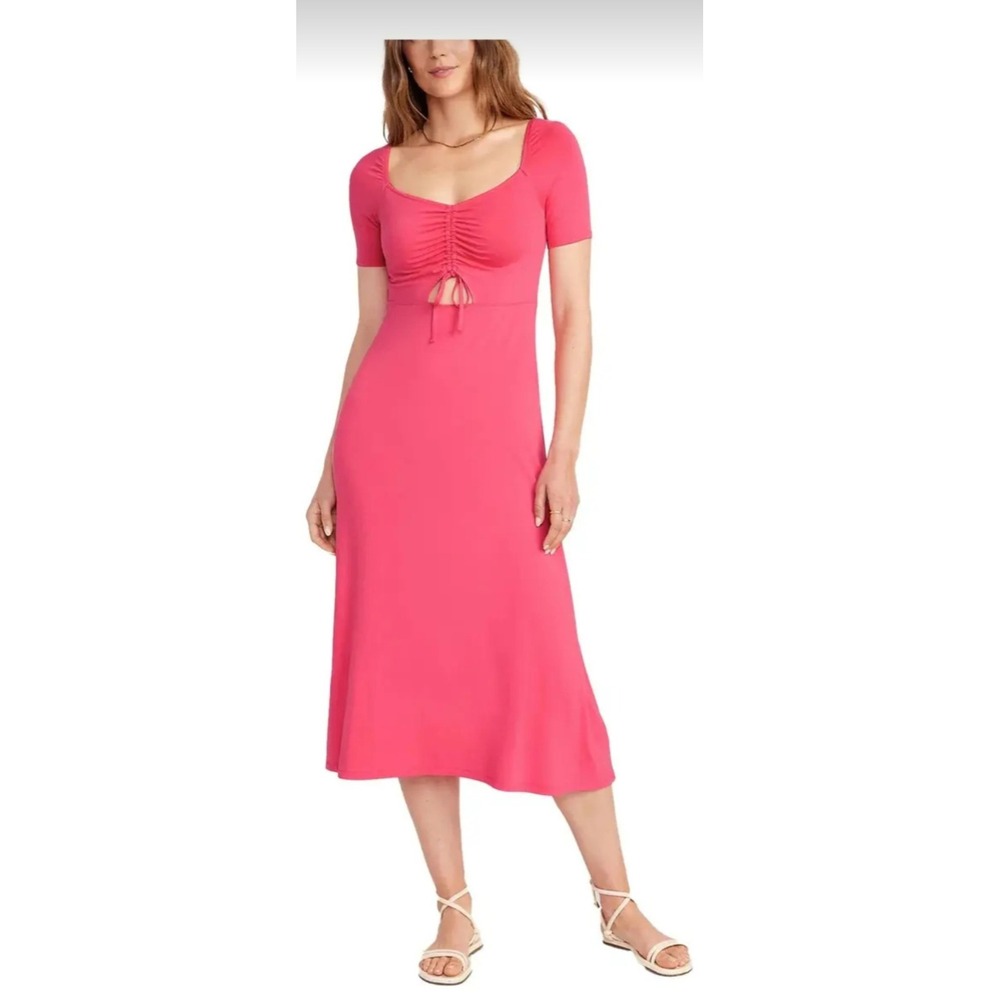 Old‎ Navy Fit & Flare Dress Women XL Pink Cut out front Barbiecore Beach Casual